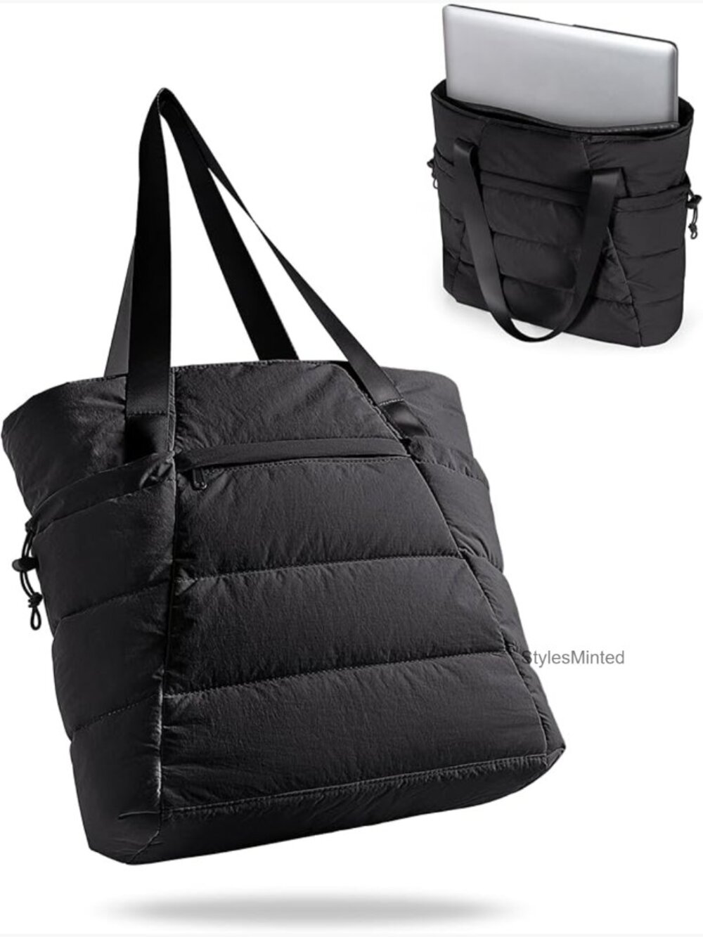 Lightweight Puffer Tote Bag with Laptop Sleeve, Work or School Bag
